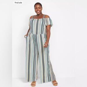 Lane Bryant Striped Wide Leg Jumpsuit - Multicolor